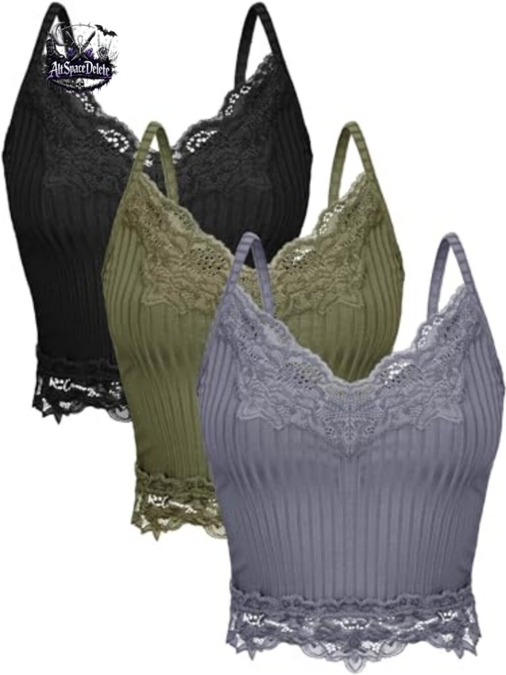3 Pack Women's Lace Tank Tops Sleeveless Backless Crop Top
